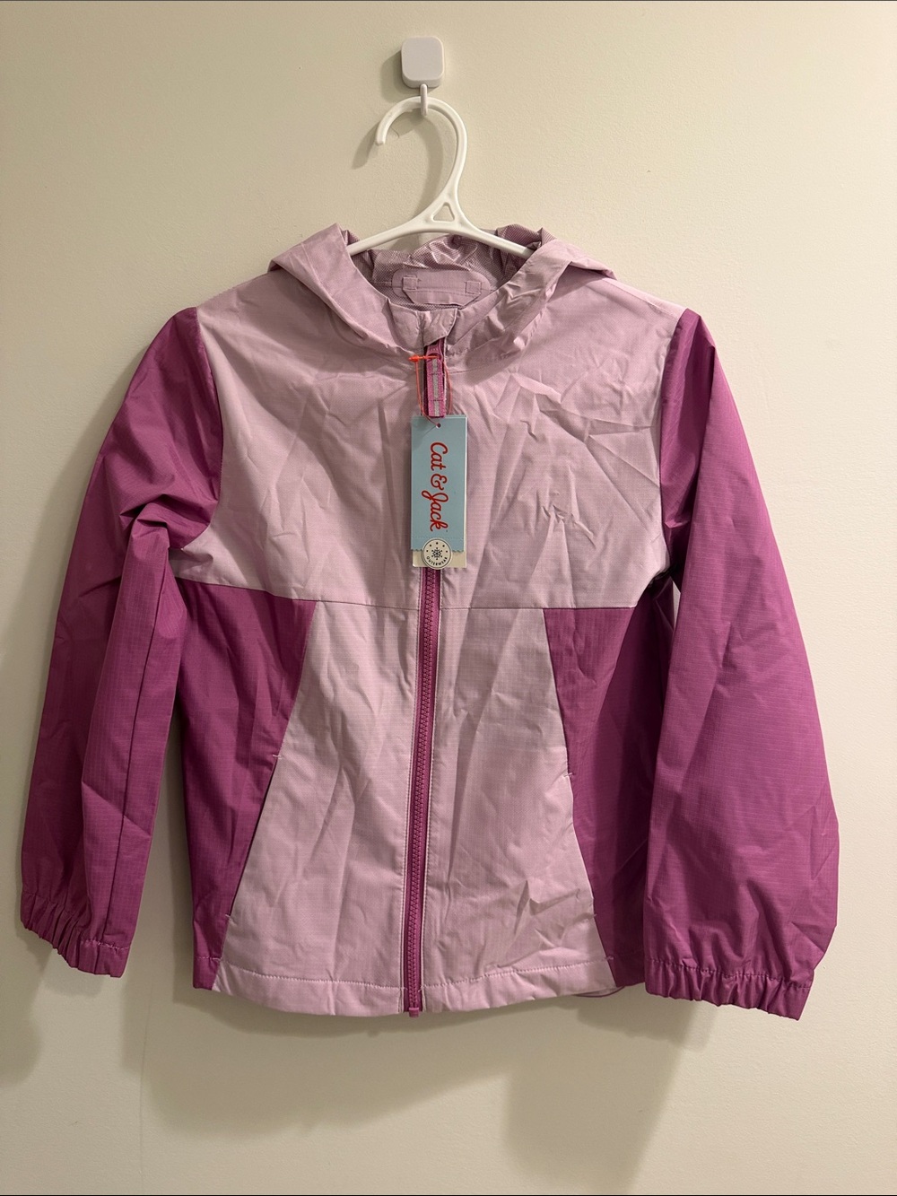 Cat & Jack Pink Colorblock Hooded Raincoat